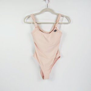 NEW Forever 21 Blush Pink Criss Cross Tie Back One Piece Swimsuit Size Small